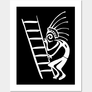 Kokopelli ladder white Posters and Art